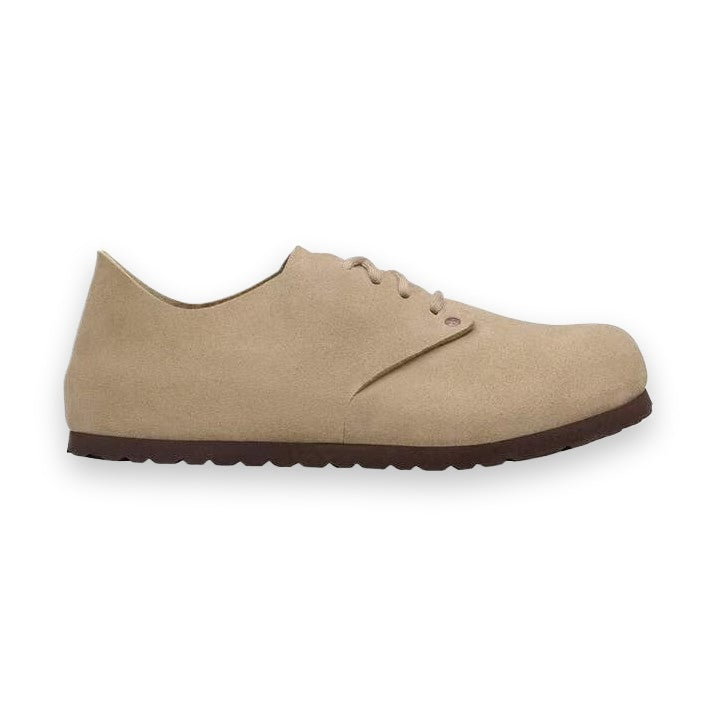 Scarpa Birkenstock Maine unisex stringata in pelle scamosciata morbida con lacci vista laterale