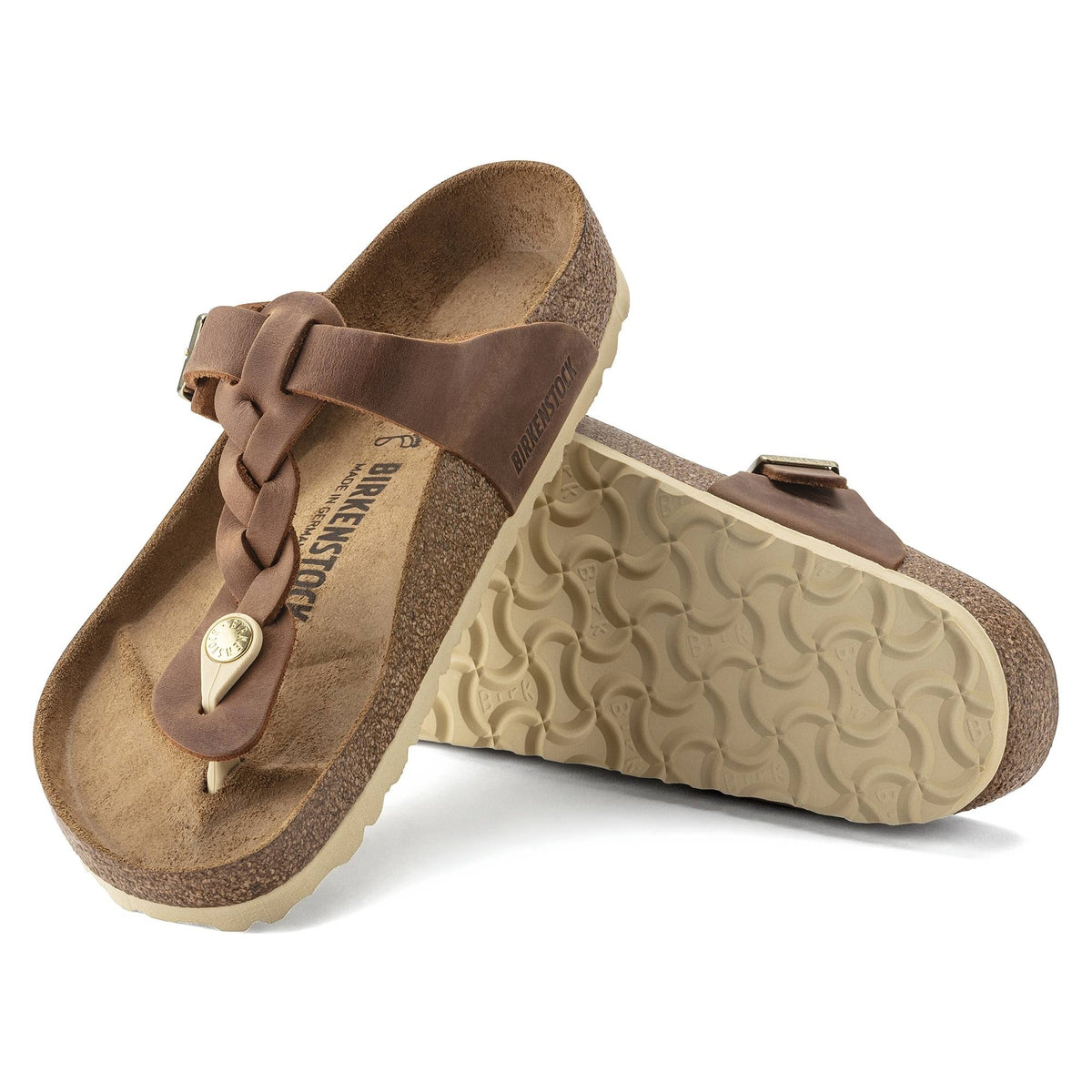 Fibbia ad ardiglione metallica regolabile su cinturino intrecciato Birkenstock Gizeh Braided