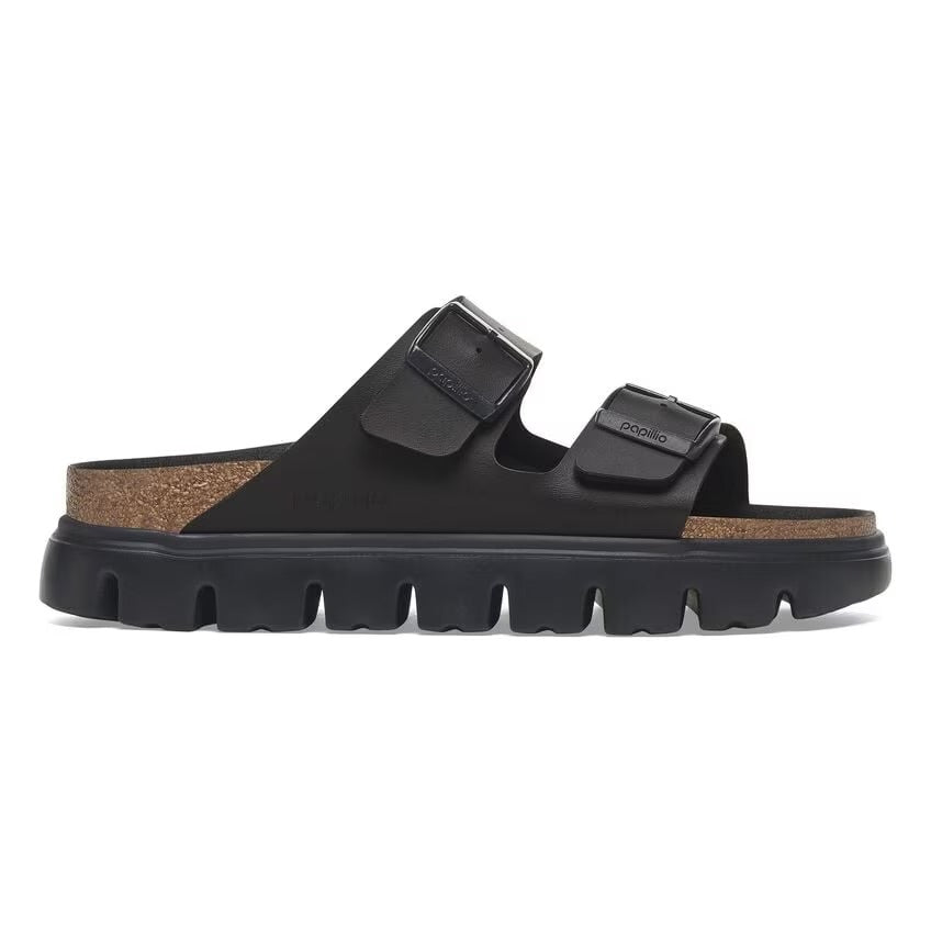 Birkenstock Arizona Papillio Donna sandali chunky in Birko-Flor nero con suola platform alta.