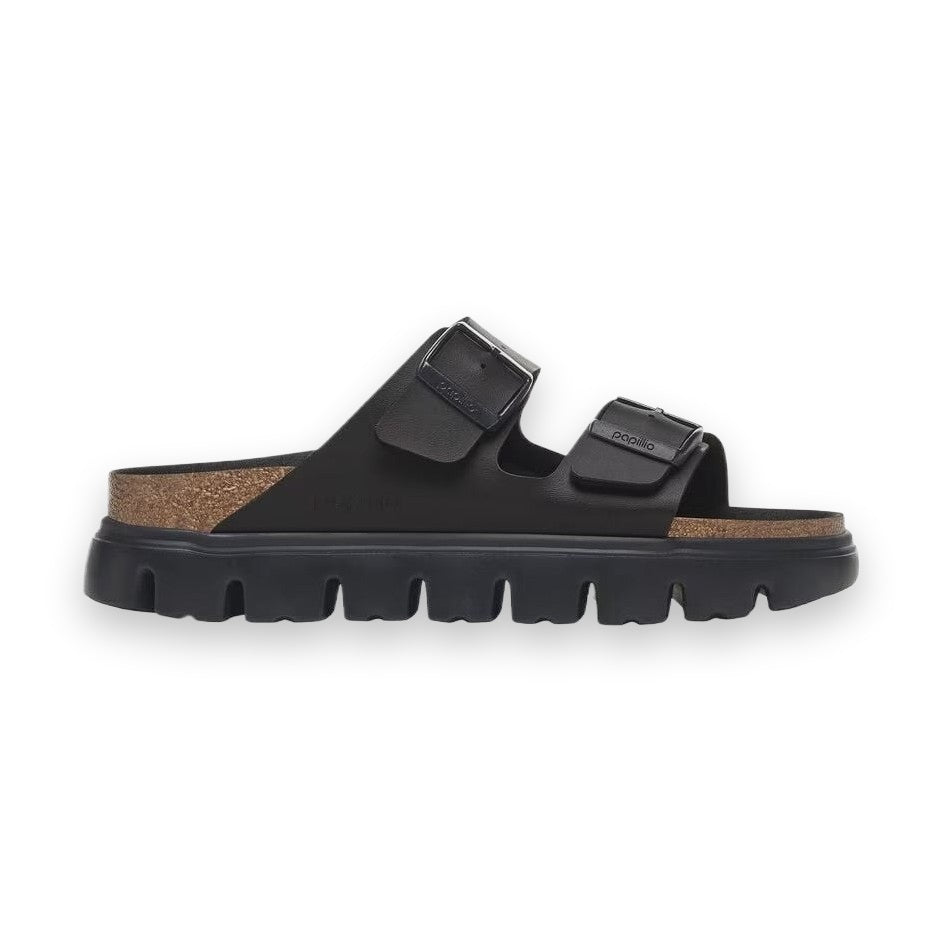 Birkenstock Arizona Papillio Donna sandali chunky in Birko-Flor nero con suola platform alta.