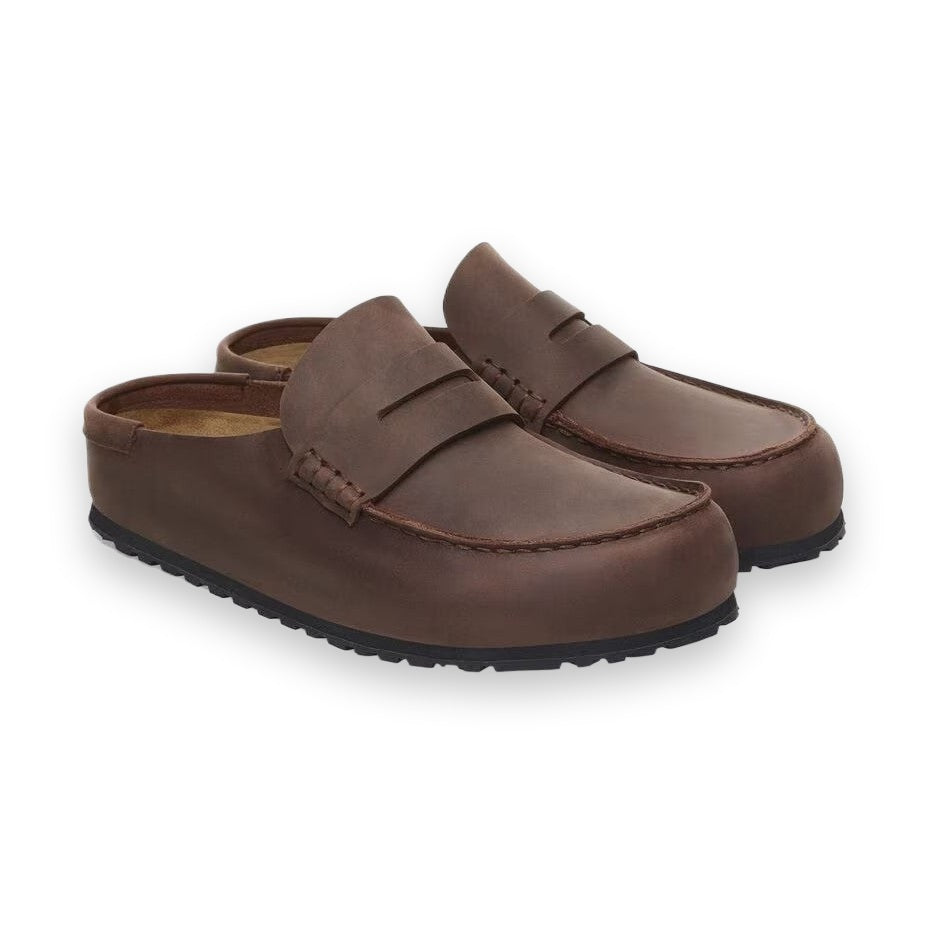 Dettaglio plantare anatomico Birkenstock Naples in sughero e lattice con sottopiede scamosciato