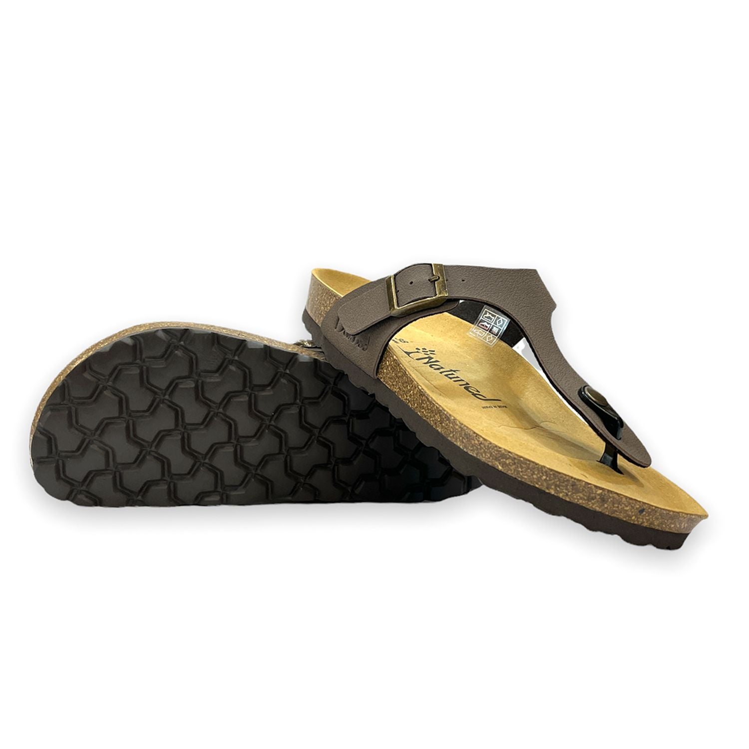 CH08 MICROFASER - Sandalo infradito con cinturino regolabile da donna e da uomo NATUNED plantare in lattice anatomico comfort