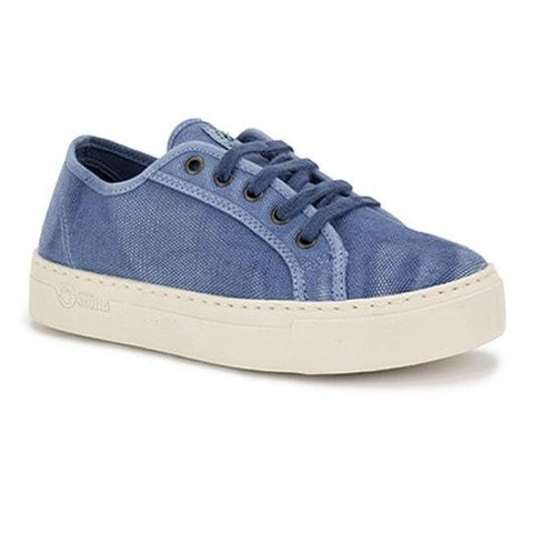 Sneaker platform Natural World Old Gavi donna in cotone finitura vintage Old con zeppa 3 cm vista laterale