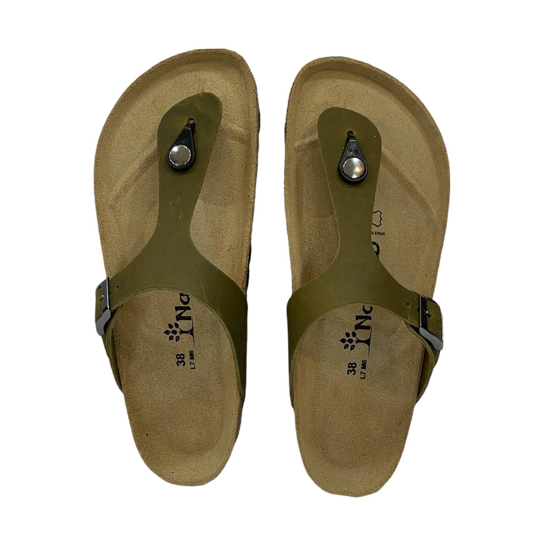 CH08 CUOIO Sandalo infradito con cinturino regolabile da donna e da uomo NATUNED plantare in lattice anatomico comfort
