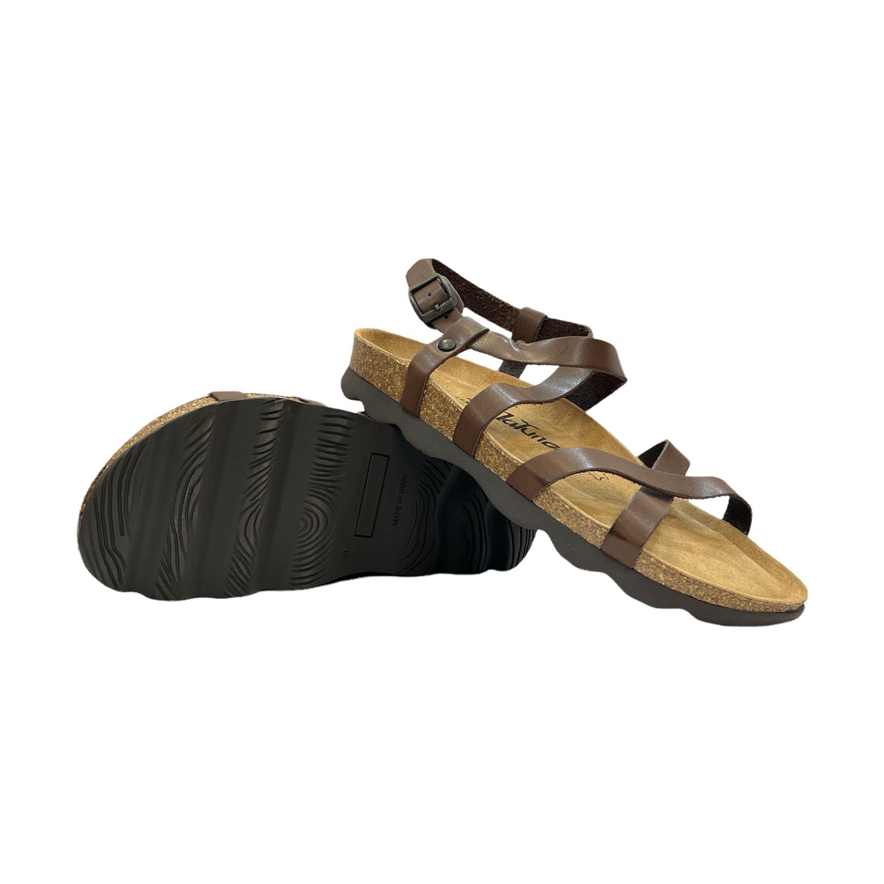CH14 Sandalo a fasce incrociate da donna NATUNED con cinturino regolabile alla caviglia eplantare in lattice anatomico comfort