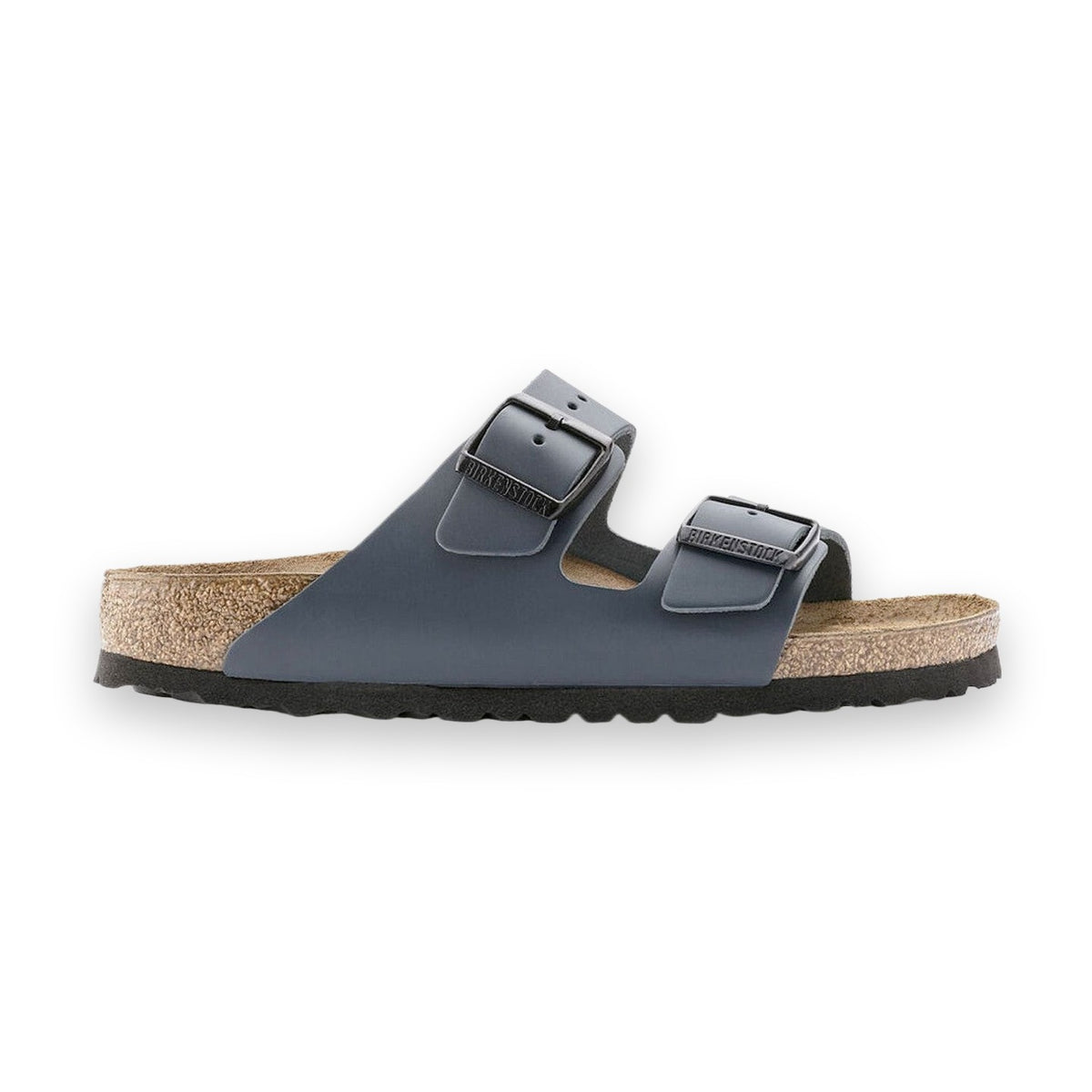 Sandalo Birkenstock Arizona unisex in pelle oliata blu notte vista laterale