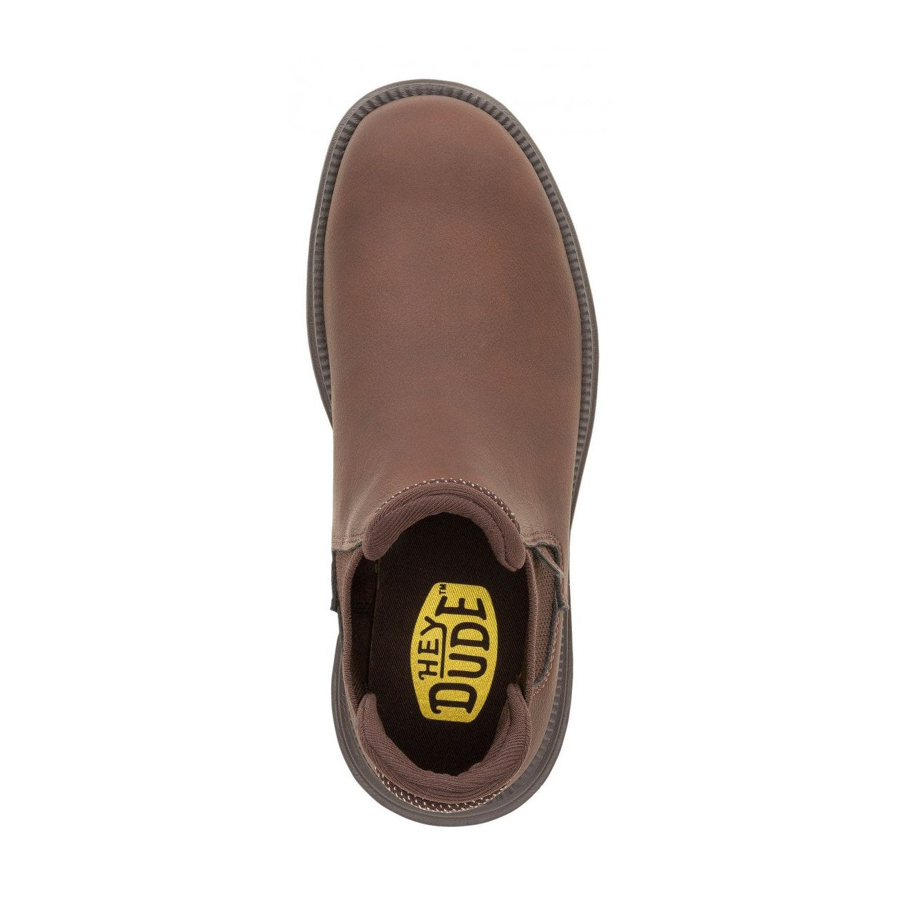 Particolare del tallone con rinforzo strutturato e logo HeyDude in evidenza.