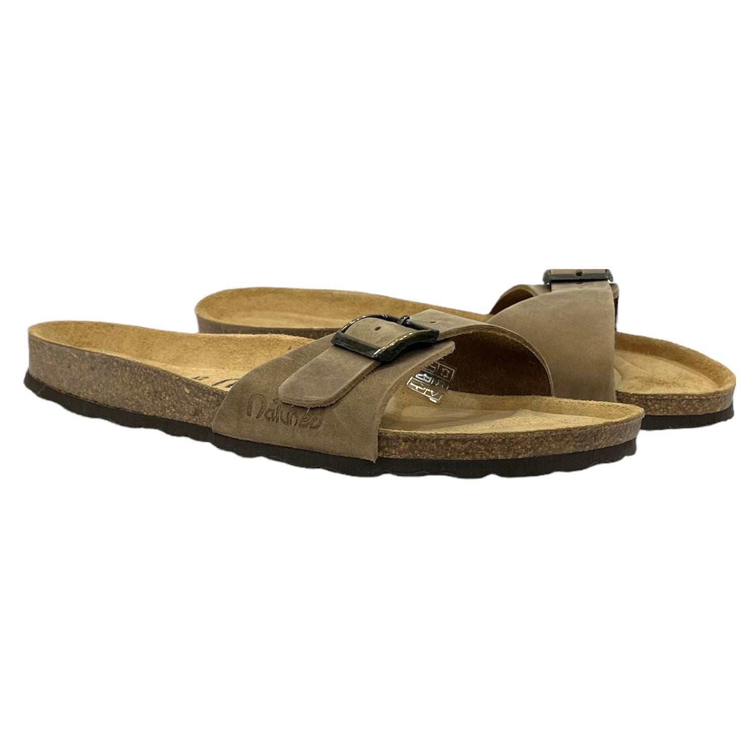 CH17-CUOIO Sandalo a fascia larga da donna e da uomo NATUNED con fibbia regolabile plantare in lattice anatomico comfort