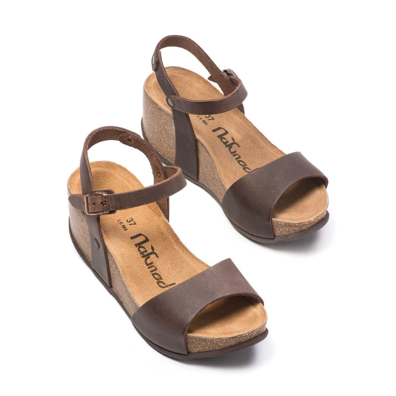 CH10 - NATUNED Sandalo a fascia larga con cinturino regolabile e zeppa da donna plantare in lattice anatomico comfort