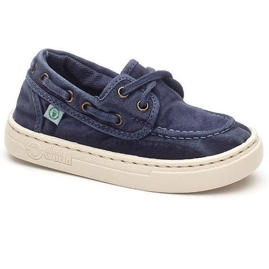 Sneaker Natural World Old Nela bambino in cotone biologico finitura vintage Old vista laterale