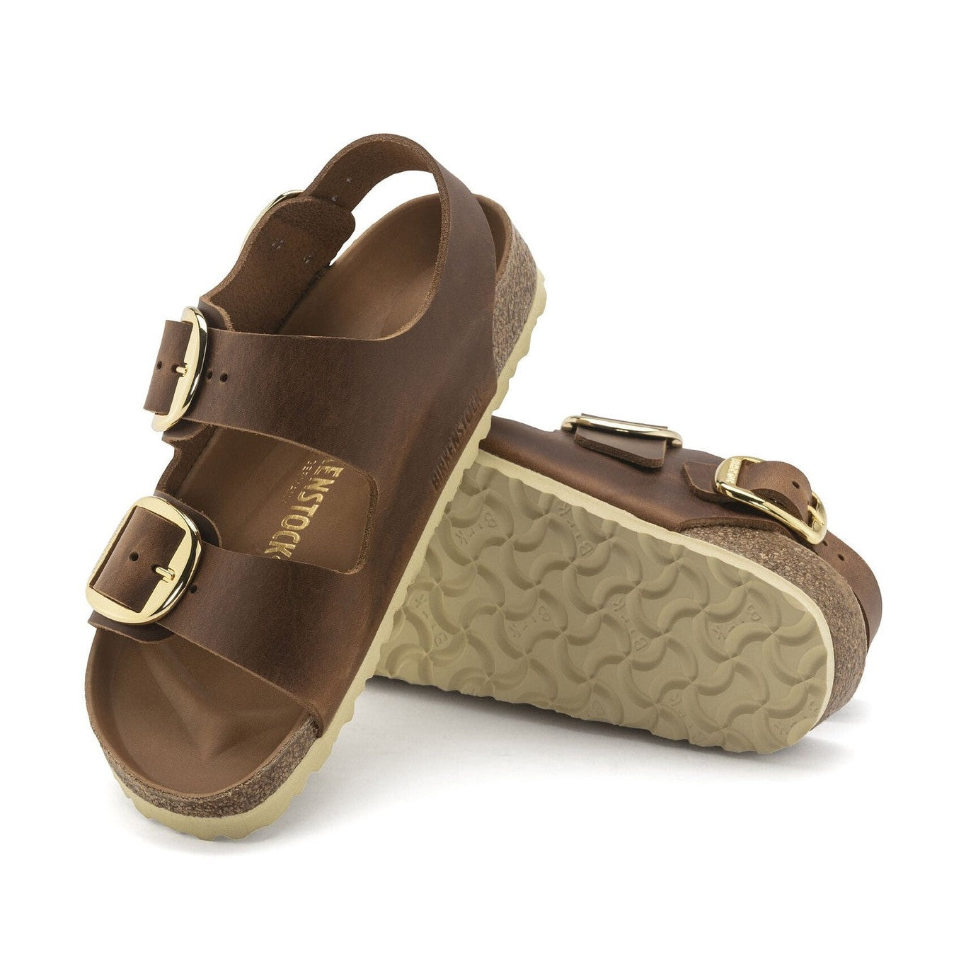 Pelle nabuk oliata a cuciture aperte con sfumature naturali Birkenstock Milano Big Buckle