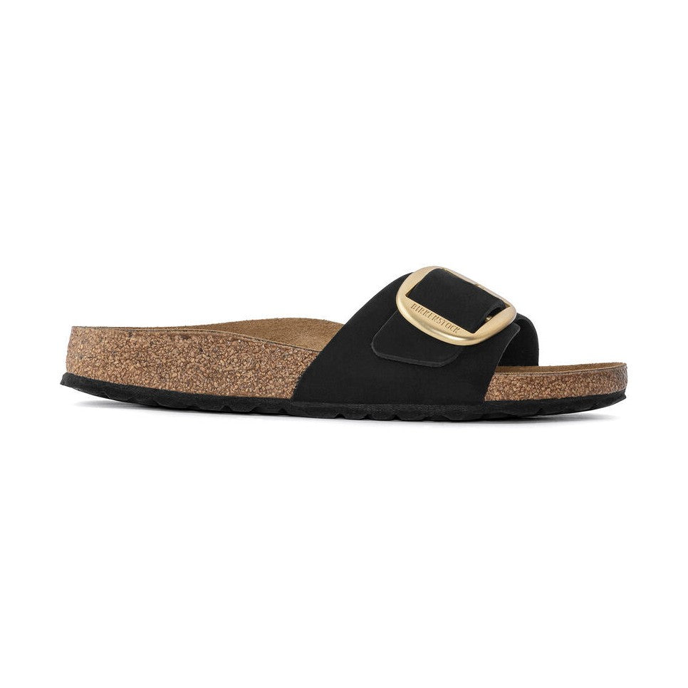 Sandalo Birkenstock Madrid Big Buckle donna in pelle Nubuck vellutata vista laterale