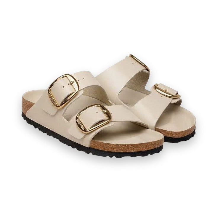 Coppia sandali Birkenstock Arizona Big Buckle donna pelle verniciata Made in Germany