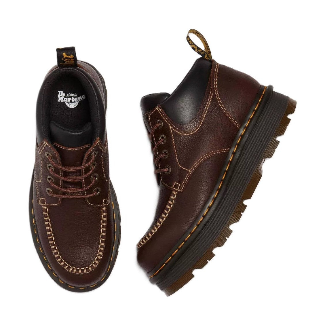 Dr. Martens Zebzag 4 Eye Uomo Stivali Stringati In Pelle