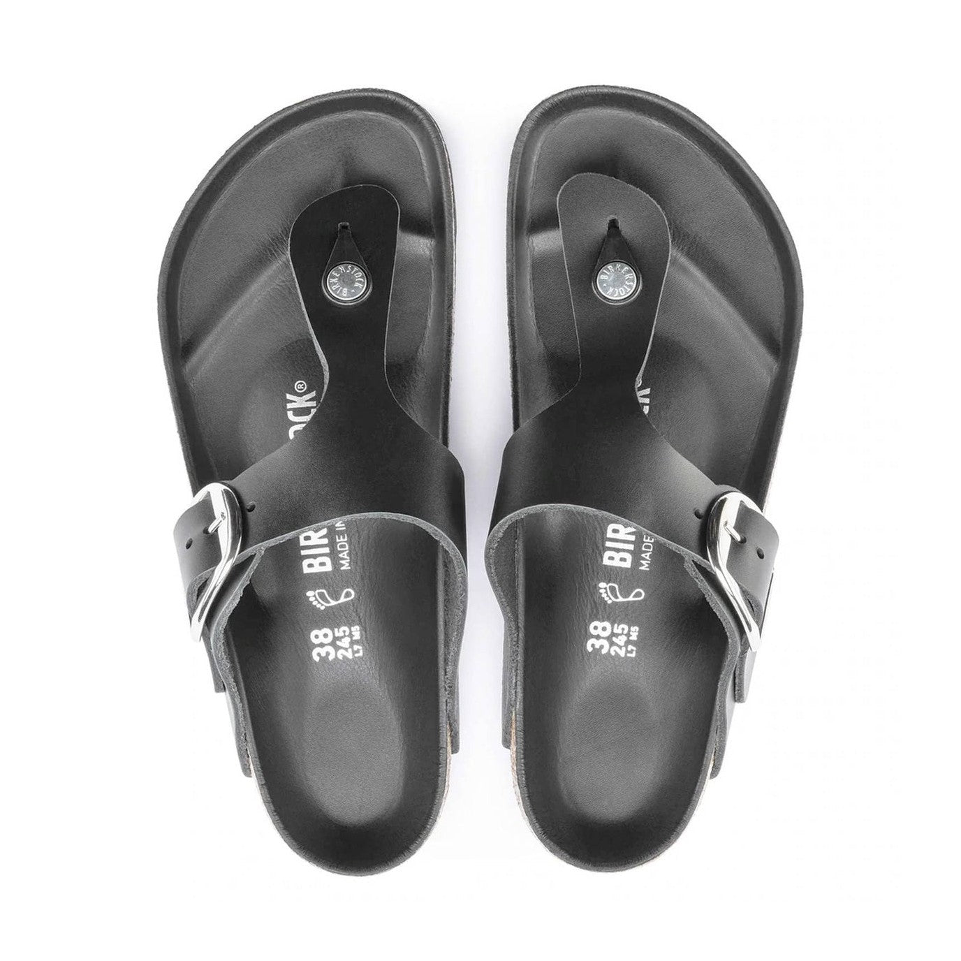 Pelle nabuk oliata a cuciture aperte con sfumature naturali Birkenstock Gizeh Big Buckle donna
