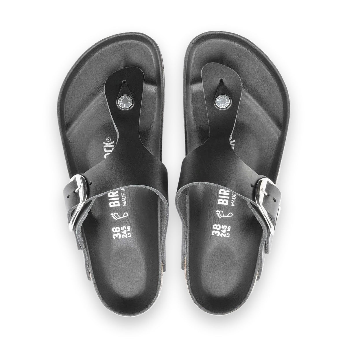 Pelle nabuk oliata a cuciture aperte con sfumature naturali Birkenstock Gizeh Big Buckle donna