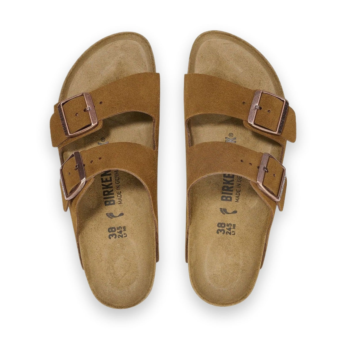 Vista dall'alto sandalo Birkenstock Arizona unisex in pelle scamosciata