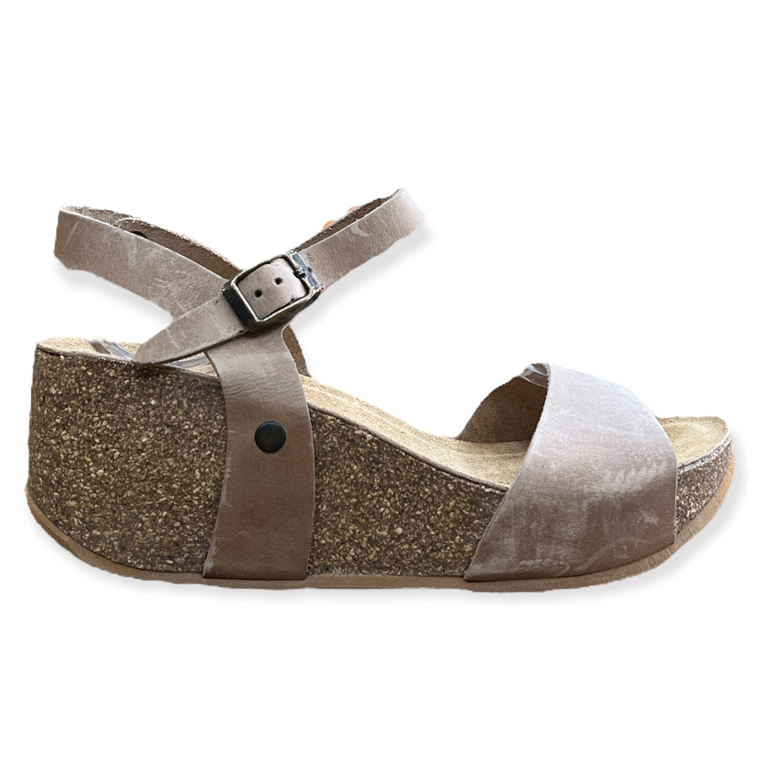 CH10 - NATUNED Sandalo a fascia larga con cinturino regolabile e zeppa da donna plantare in lattice anatomico comfort