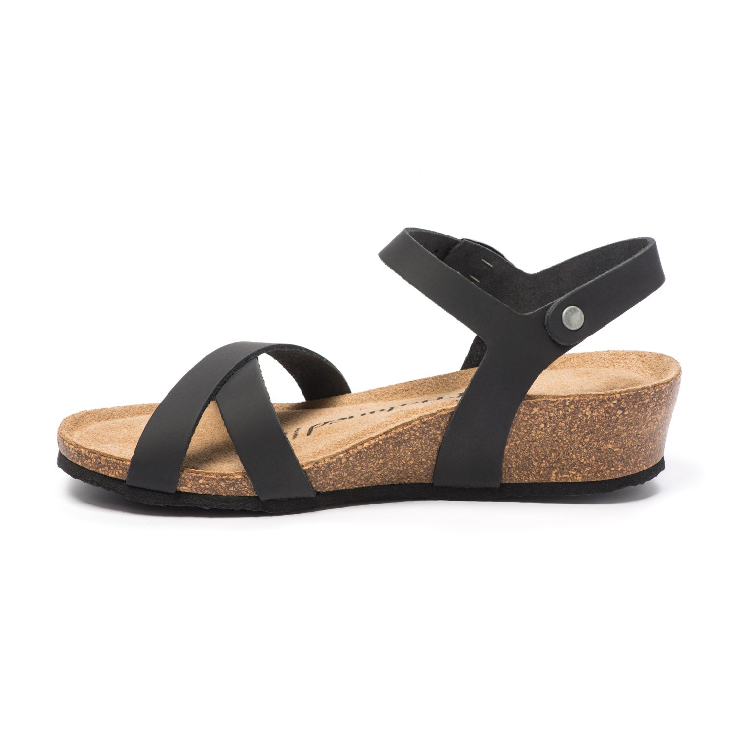 CH11 Sandalo a fasce incrociate con cinturini regolabili e zeppa da donna NATUNED plantare in lattice anatomico comfort