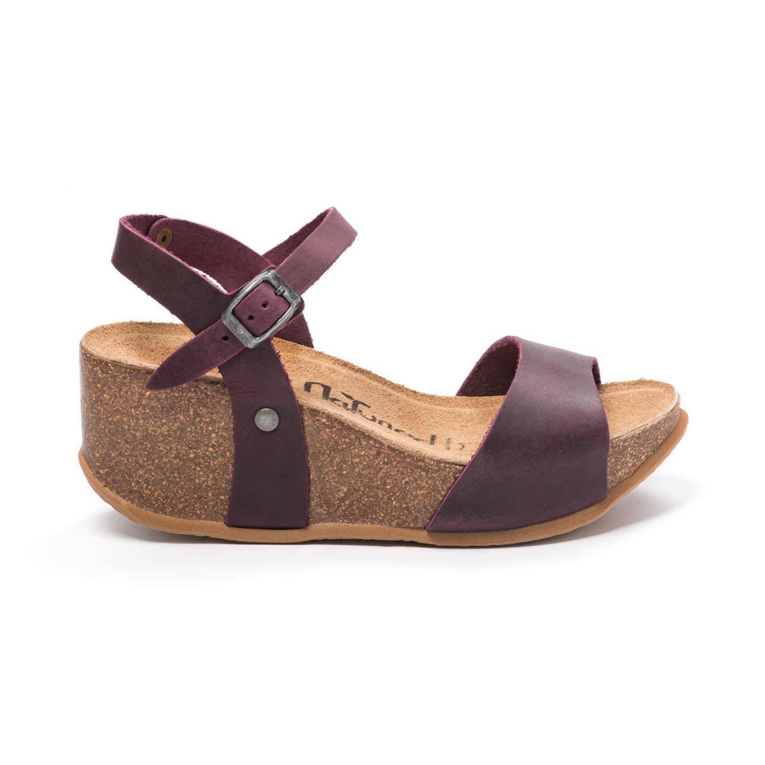 CH10 - NATUNED Sandalo a fascia larga con cinturino regolabile e zeppa da donna plantare in lattice anatomico comfort