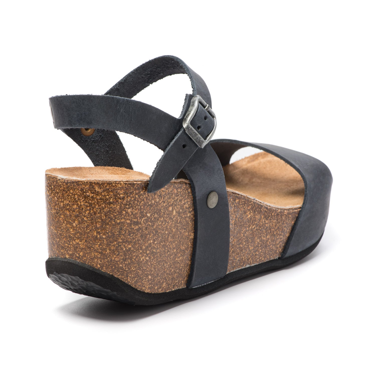 CH10 - NATUNED Sandalo a fascia larga con cinturino regolabile e zeppa da donna plantare in lattice anatomico comfort