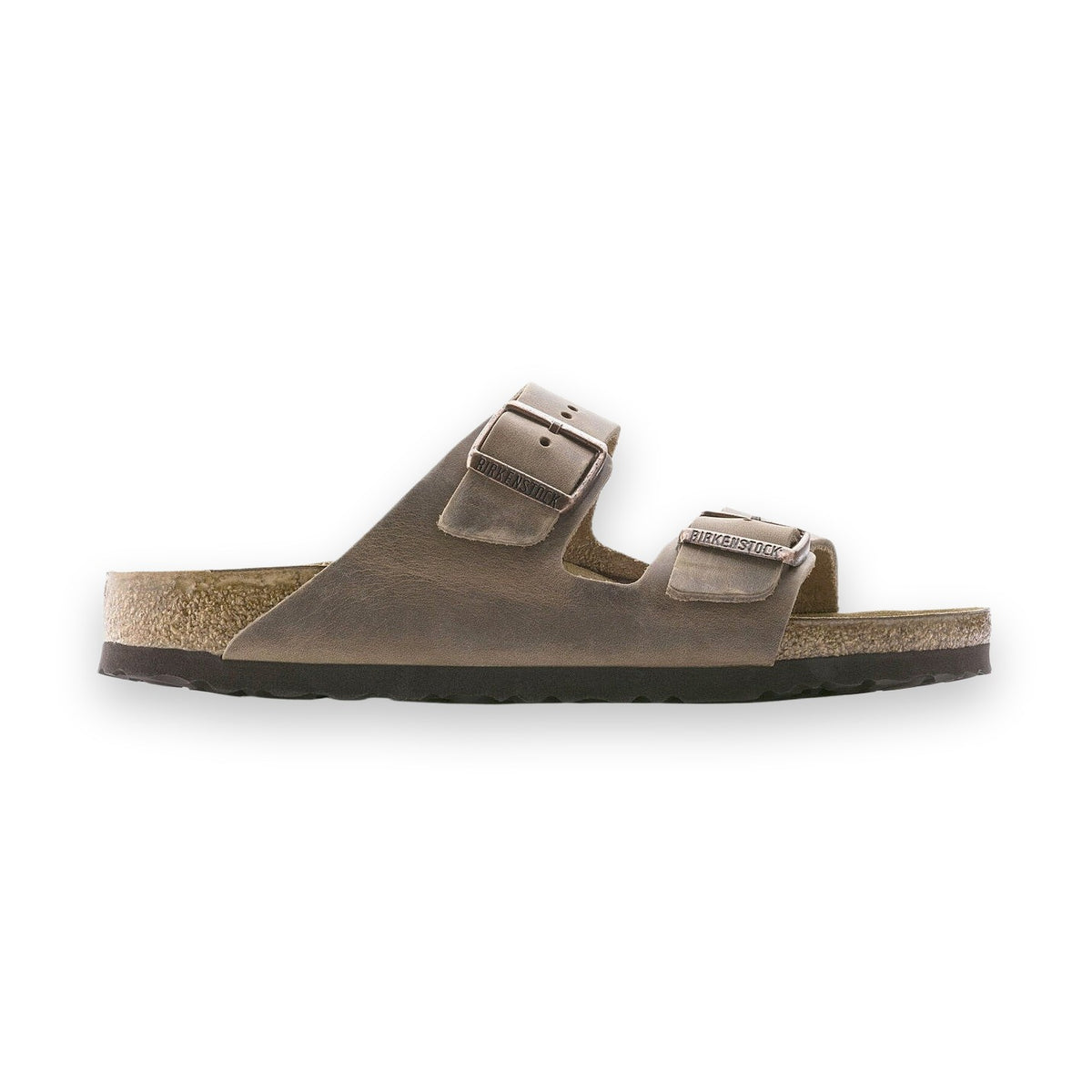 Sandalo Birkenstock Arizona unisex in pelle oliata sand vista laterale