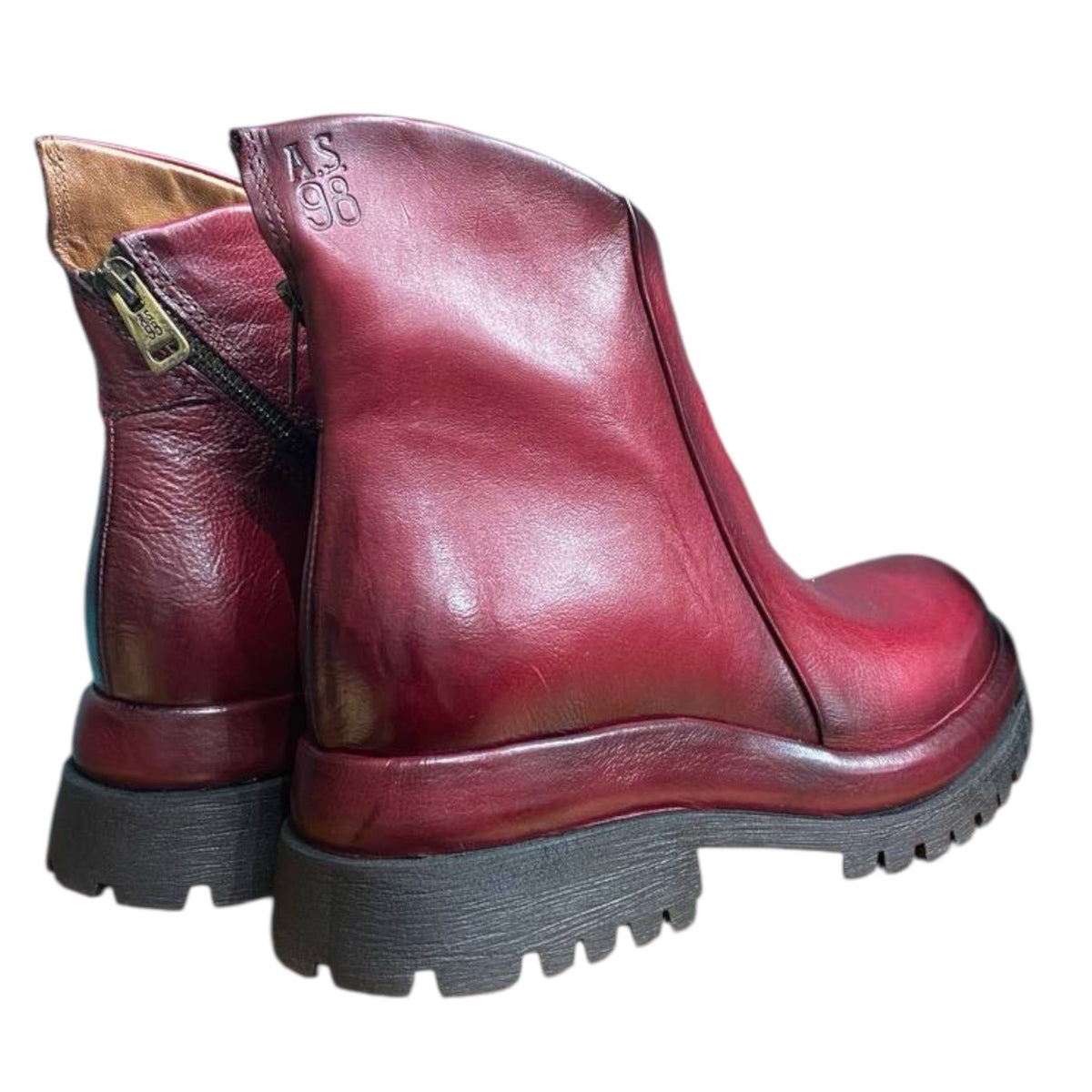 A.S.98 B51215 Donna Stivaletti In Pelle Vintage Artigianale