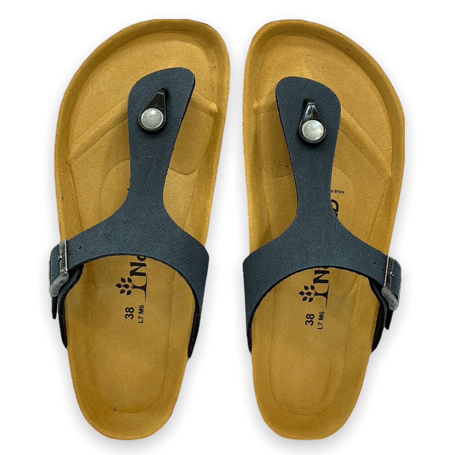 CH08 MICROFASER - Sandalo infradito con cinturino regolabile da donna e da uomo NATUNED plantare in lattice anatomico comfort