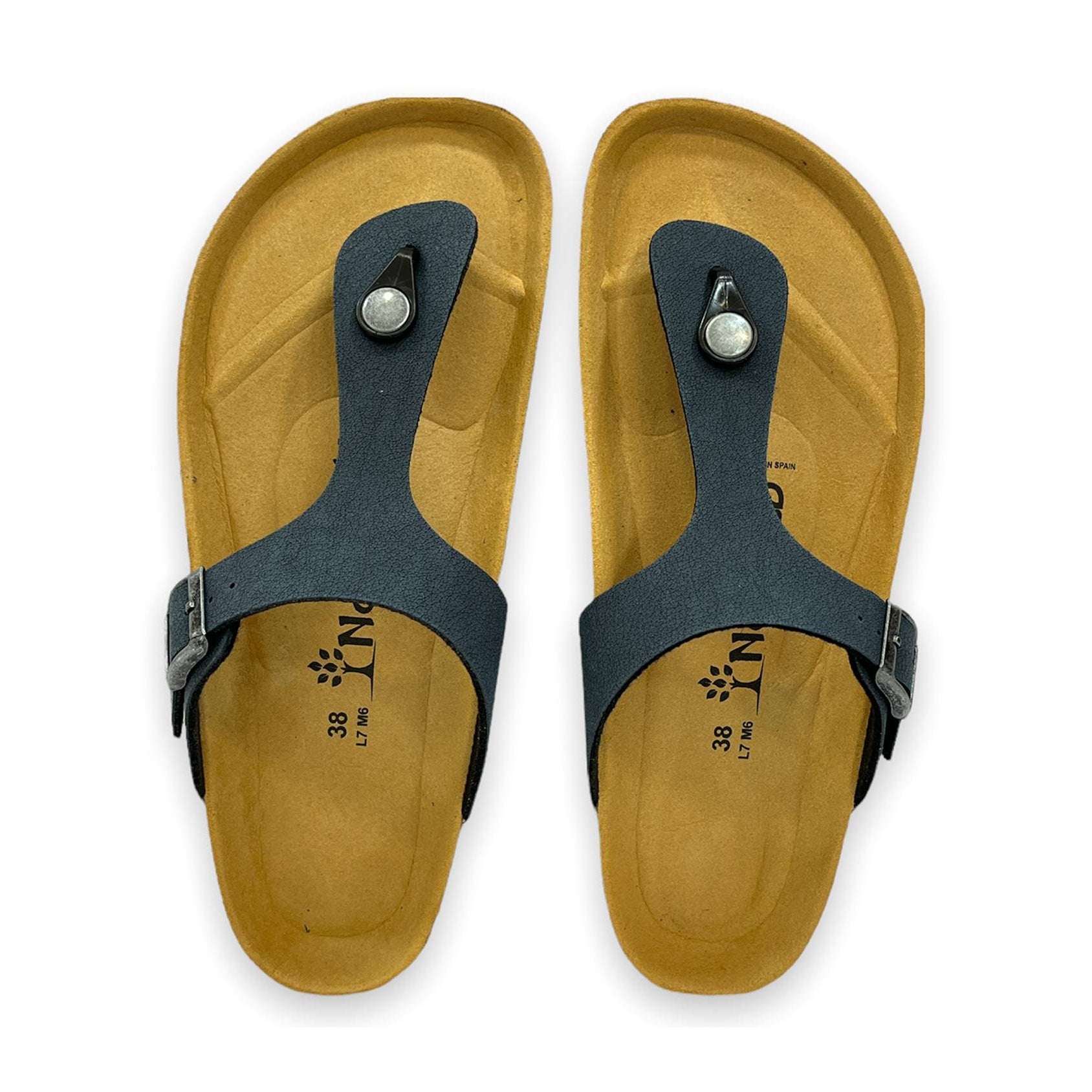 CH08 MICROFASER - Sandalo infradito con cinturino regolabile da donna e da uomo NATUNED plantare in lattice anatomico comfort