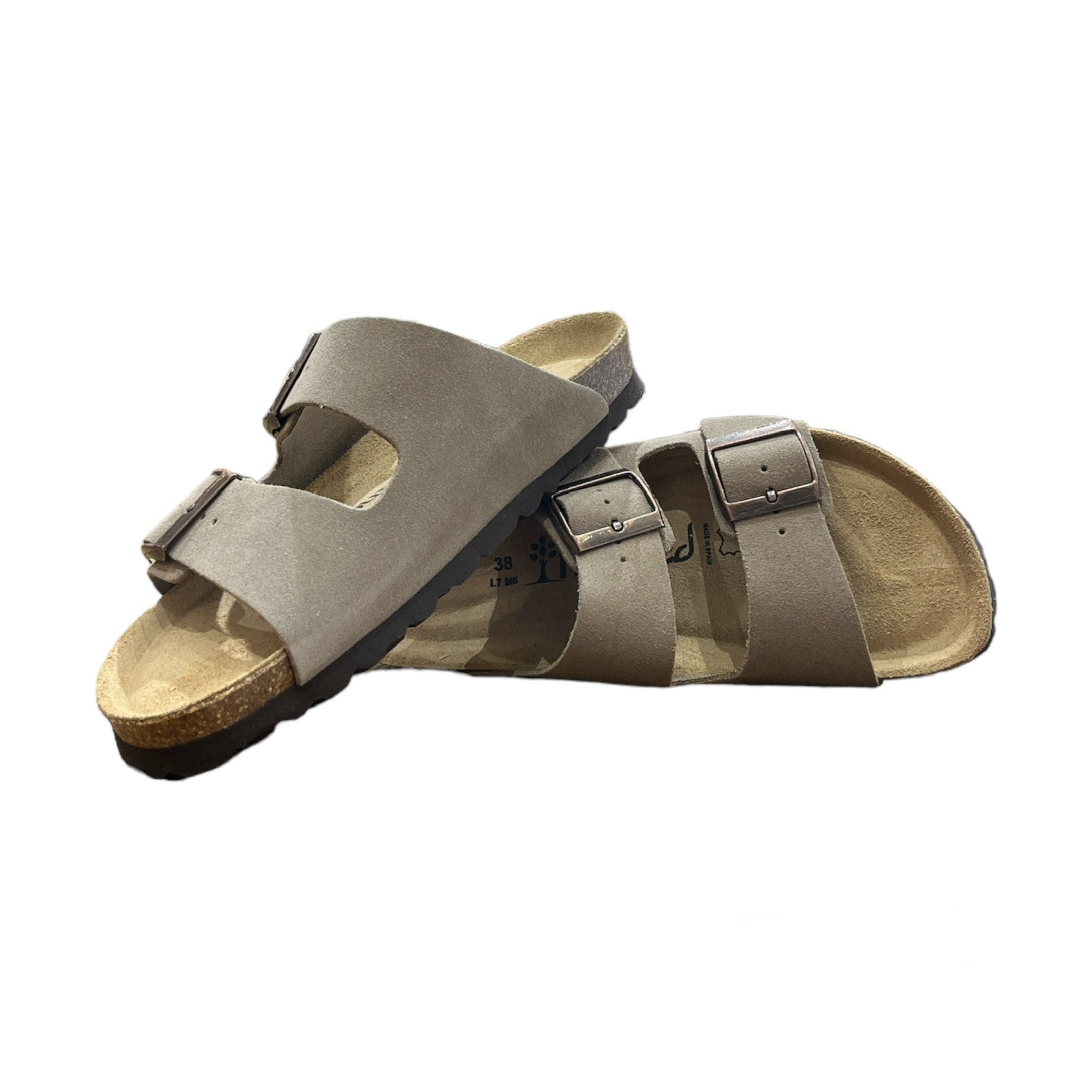 CH05 VELOUR - Sandalo a due fasce in pelle con cinturino regolabile da donna e da uomo NATUNED