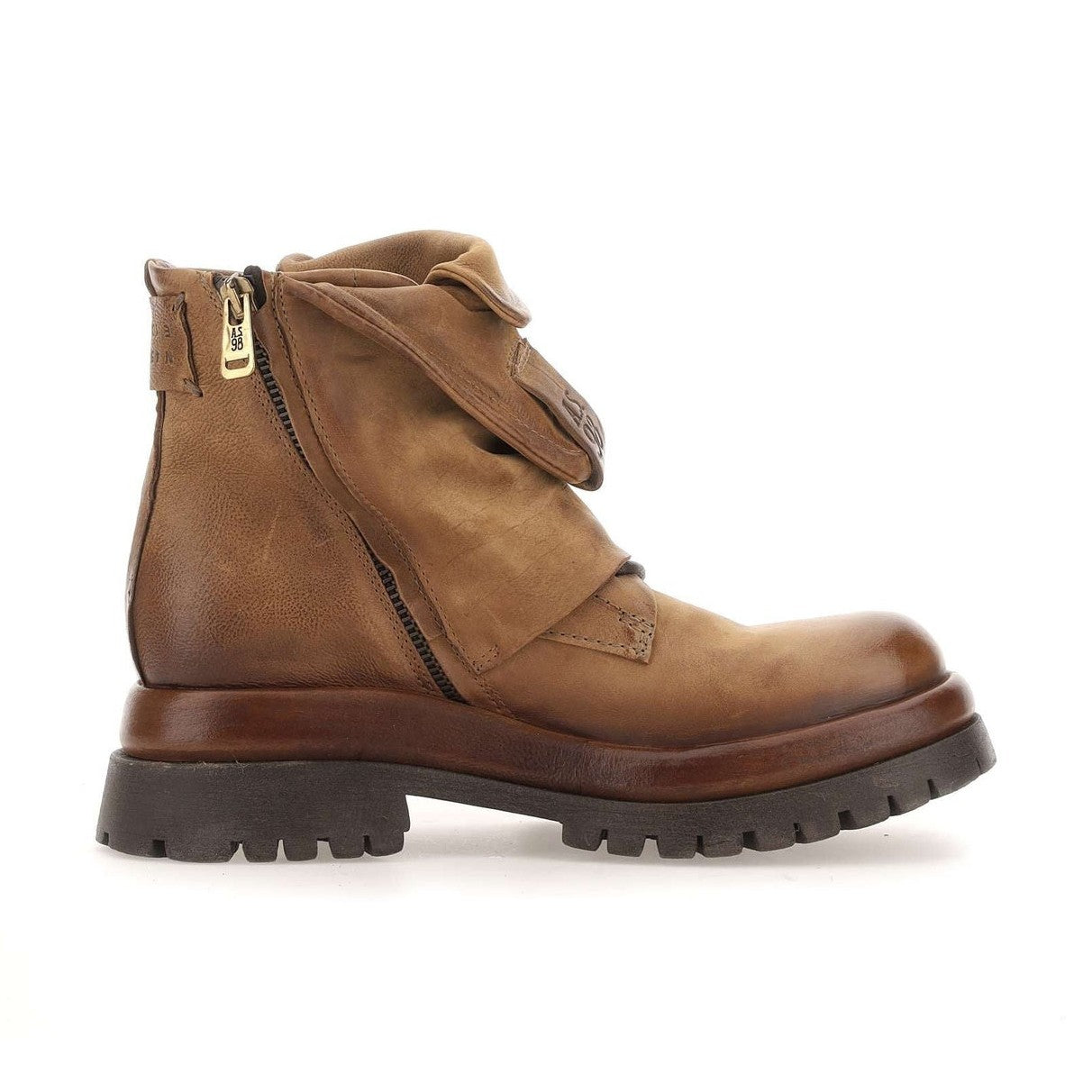 A.S.98 Darryl ankle boot donna biker pelle artigianale made in Italy laterale