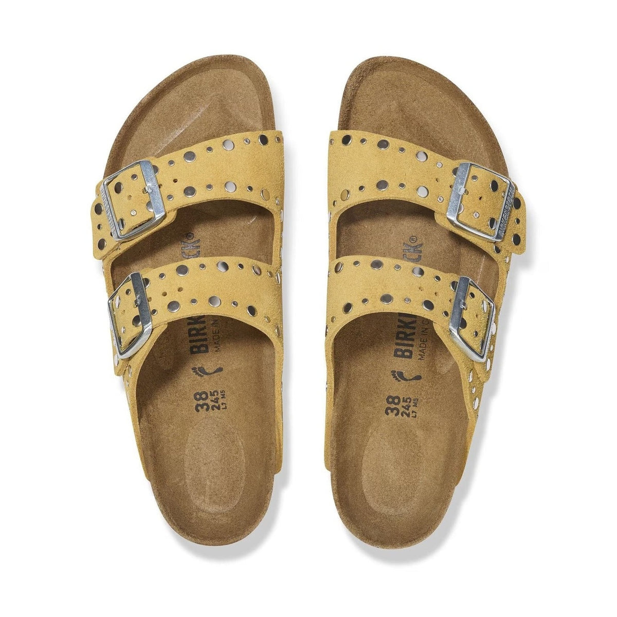 Birkenstock Arizona Rivet donna pelle scamosciata giallo ocra vista dall'alto