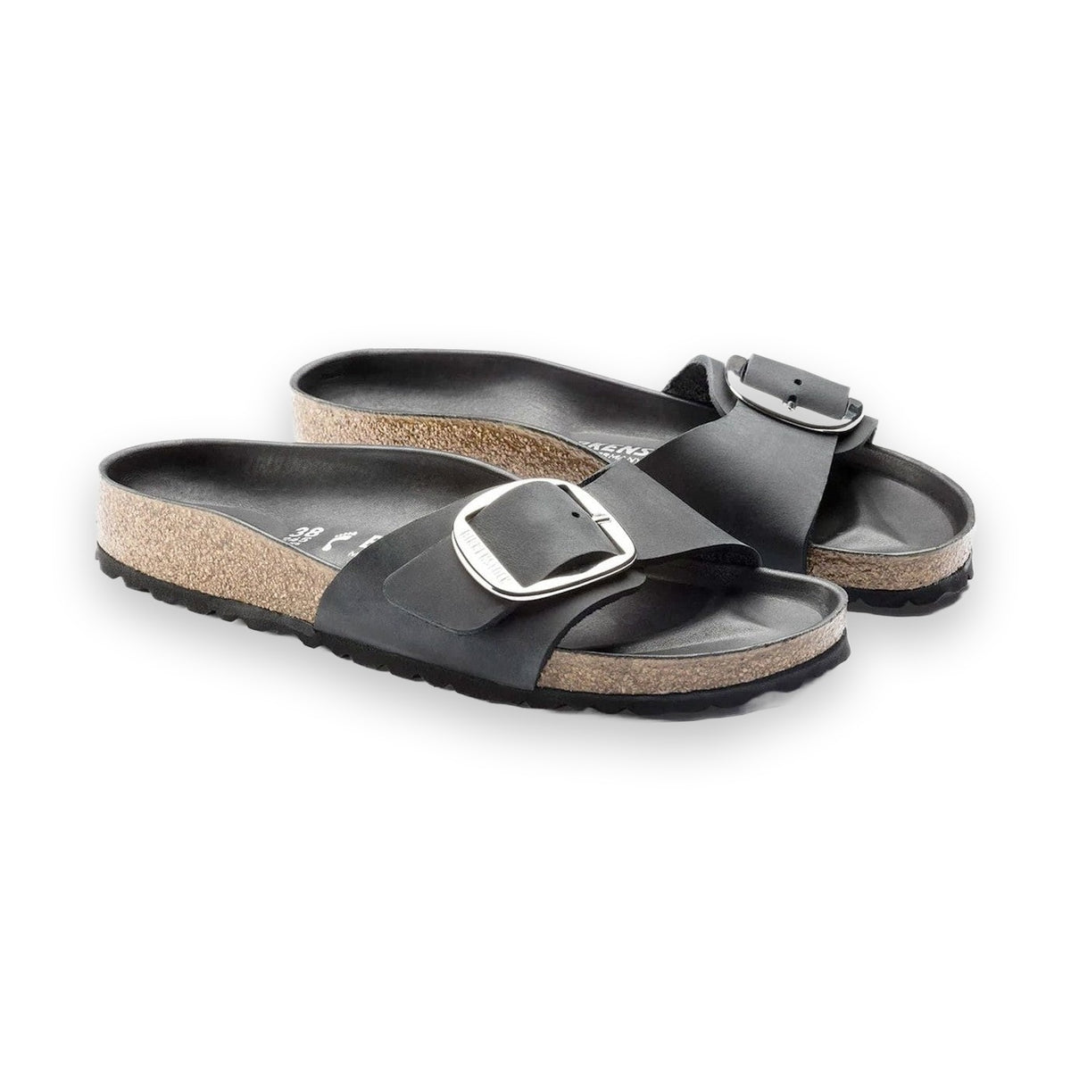 Maxi fibbia ad ardiglione in metallo su fascia unica pelle oliata Birkenstock Madrid
