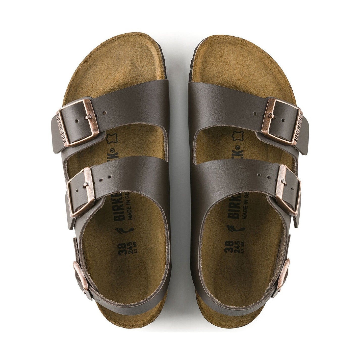Coppia sandali Birkenstock Milano unisex pelle naturale design tre fasce Made in Germany