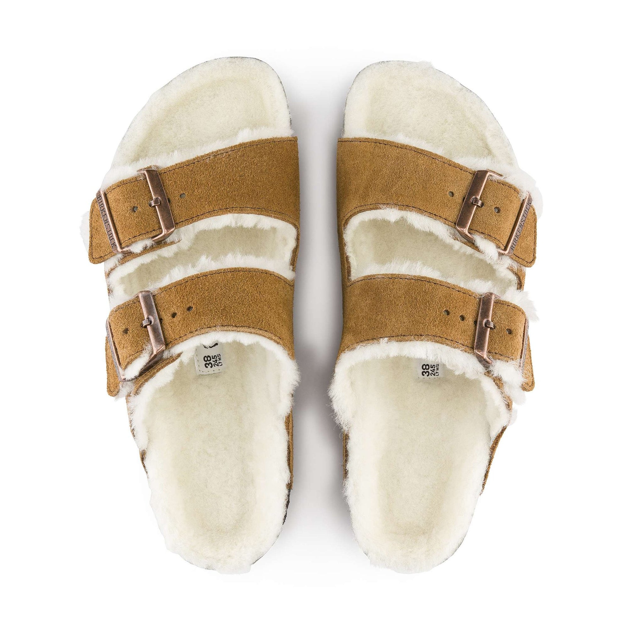 Pelliccia di agnello naturale nel sottopiede e nei cinturini Birkenstock Arizona Shearling