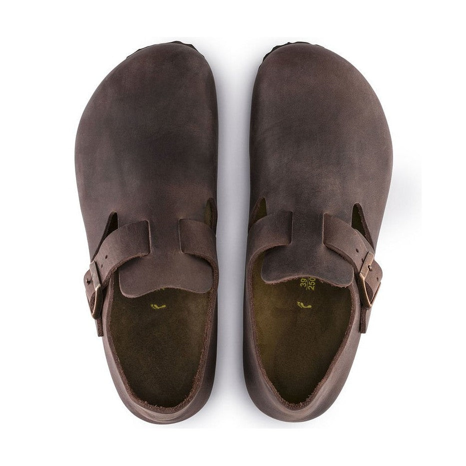 Fibbia laterale in metallo regolabile su pelle oliata Birkenstock London