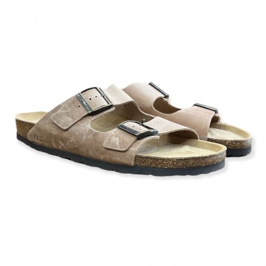 CH05 (LEATHER) - NATUNED Sandal with two bands in leather with adjustable strap for women and men shopping online Naturalshoes.it