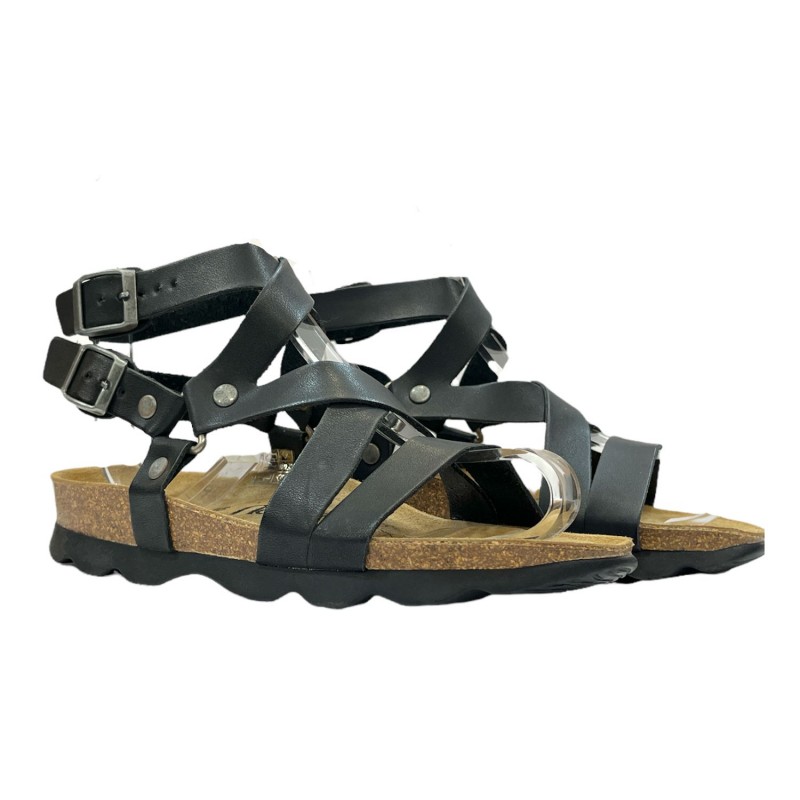 NATUNED Women's cross-band sandal art. CH15 with double individually adjustable ankle strap and anatomic comfort latex footbed shopping online Naturalshoes.it