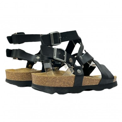 CH15 - Sandalo a fasce incrociate da donna con doppio cinturino regolabile singolarmente alla caviglia e plantare in lattice ana in vendita su Naturalshoes.it