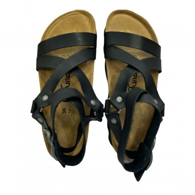 CH15 - Sandalo a fasce incrociate da donna con doppio cinturino regolabile singolarmente alla caviglia e plantare in lattice ana in vendita su Naturalshoes.it