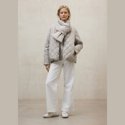 Ecoalf Geres Jacket Women Dune — three-quarter view showing reversible style and side seam pockets