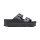 Sandalo Birkenstock Arizona Papillio donna platform in pelle naturale con zeppa 25 mm vista laterale
