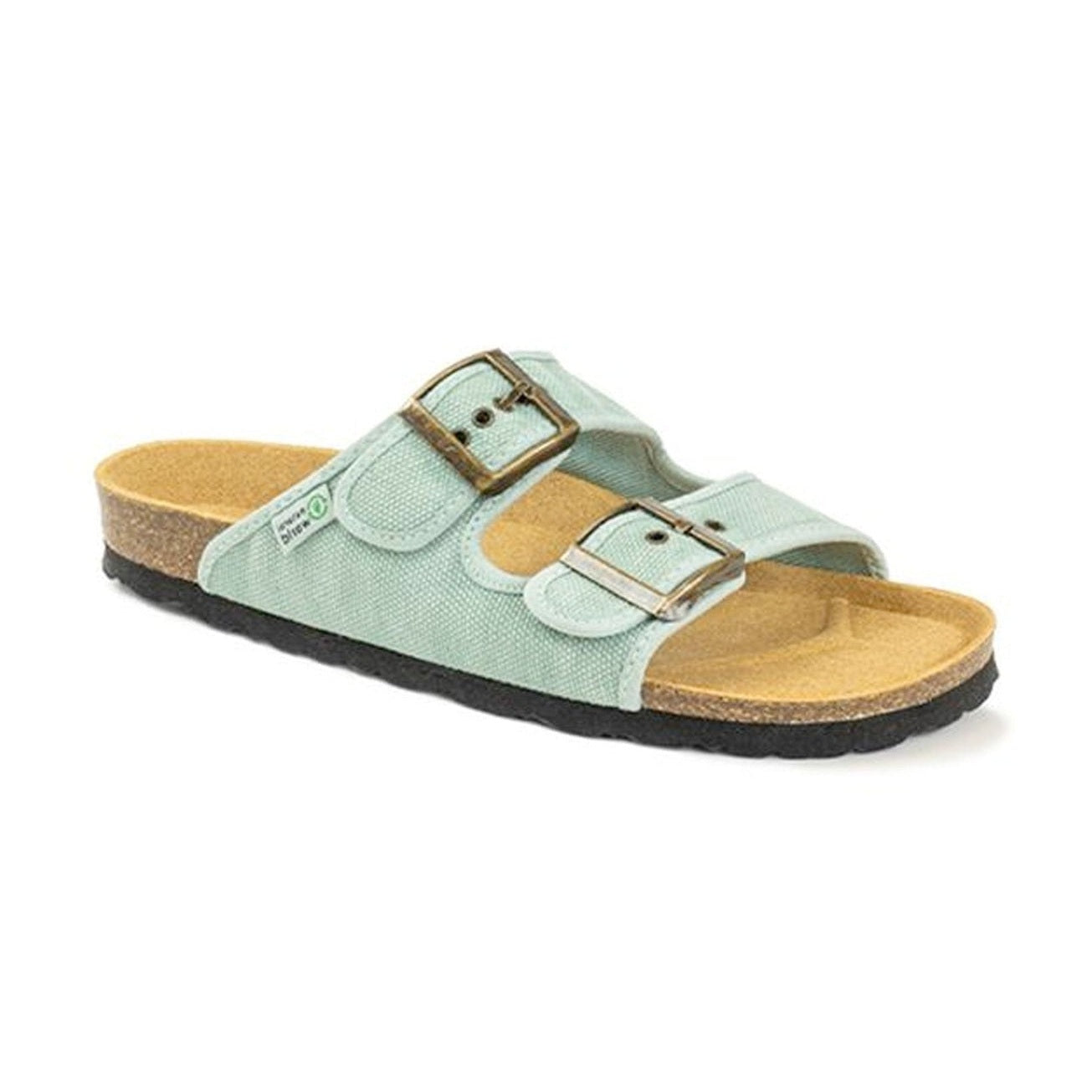 Sandalo Natural World Tropic unisex a due fasce in cotone organico con plantare in sughero vista laterale