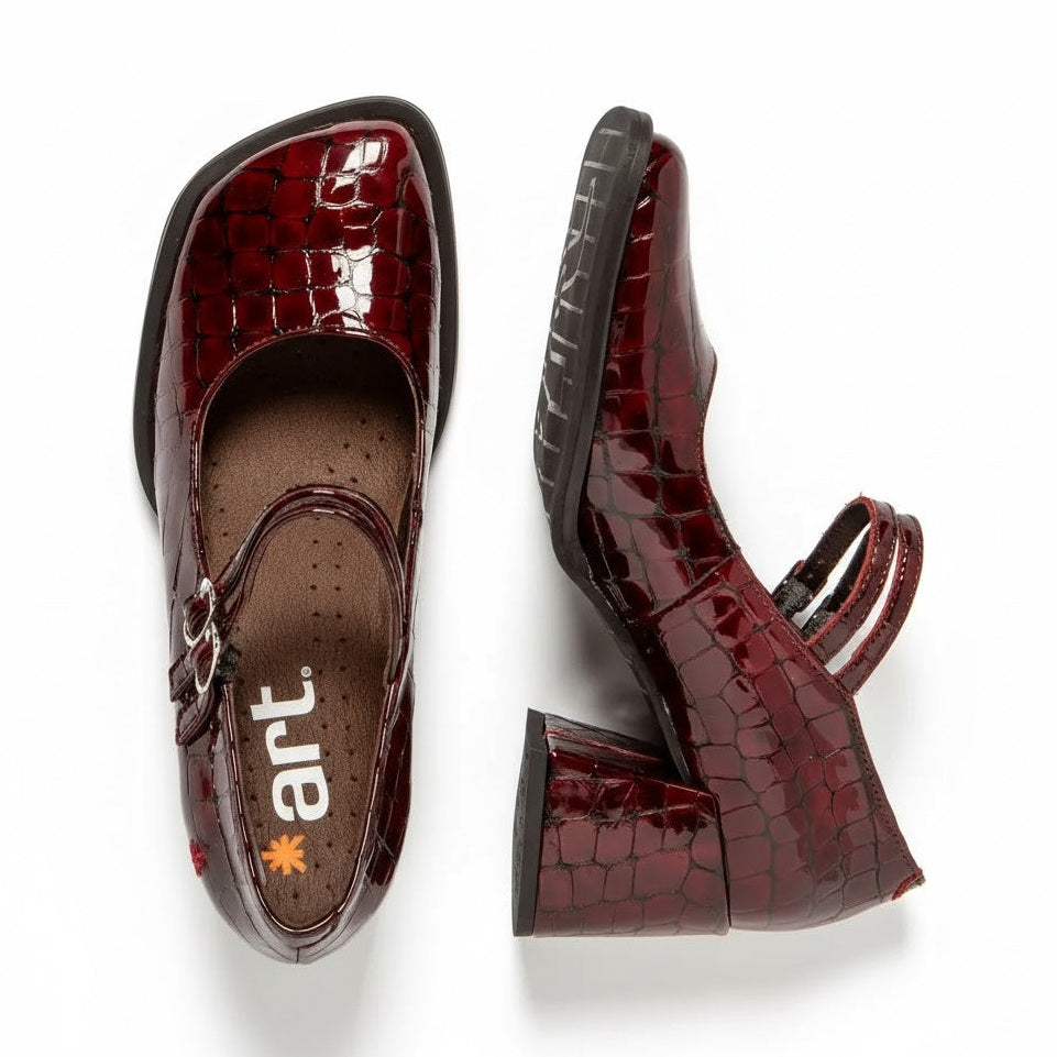 Scarpa donna ART Verona 1704 in nappa lucida con fibbia decorativa e tacco 60 mm