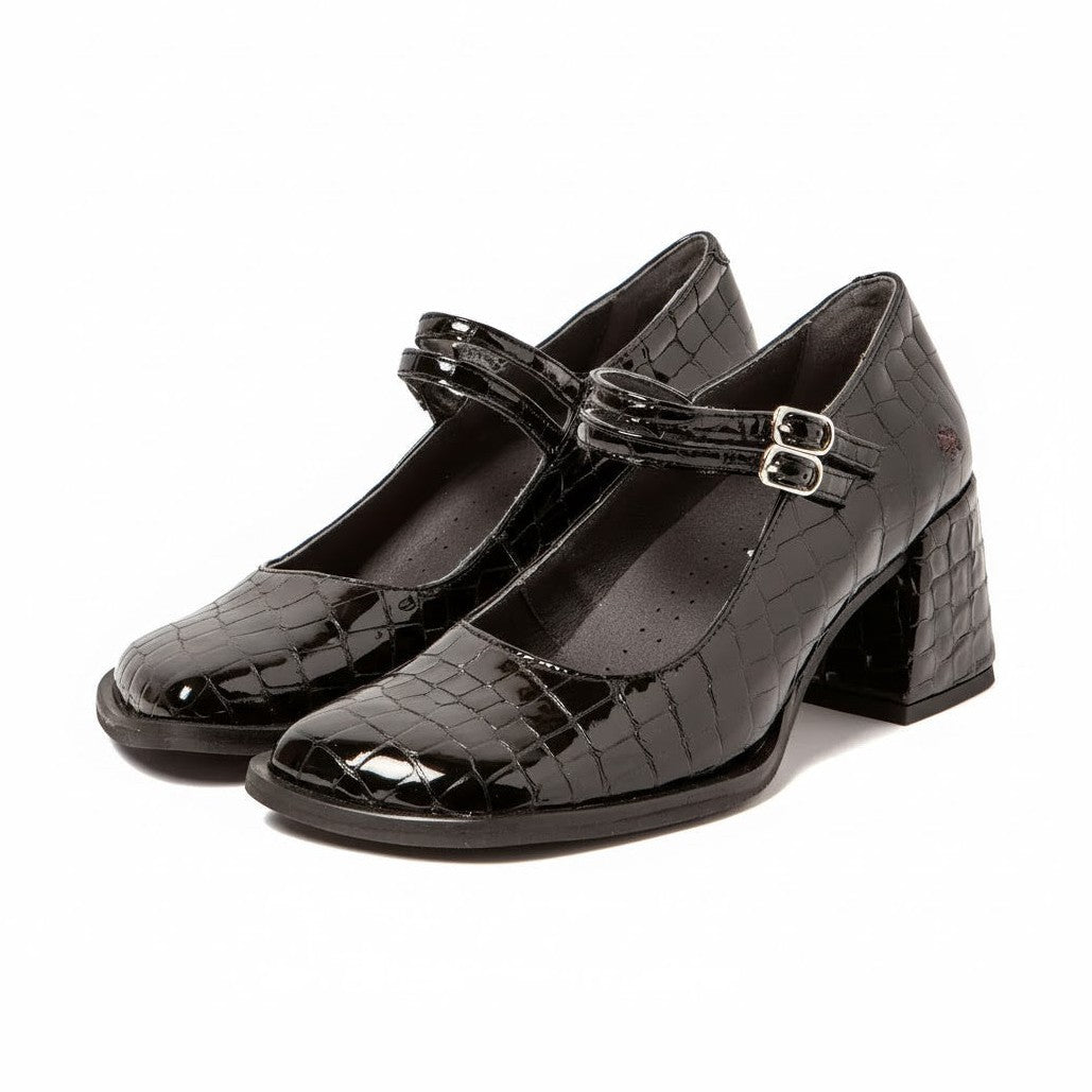 Scarpa donna ART Verona 1704 in nappa lucida con fibbia decorativa e tacco 60 mm