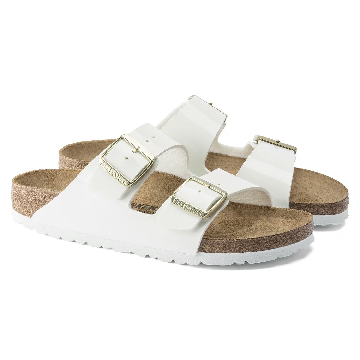 Inquadratura del design a due fasce del sandalo Birkenstock Arizona Donna.