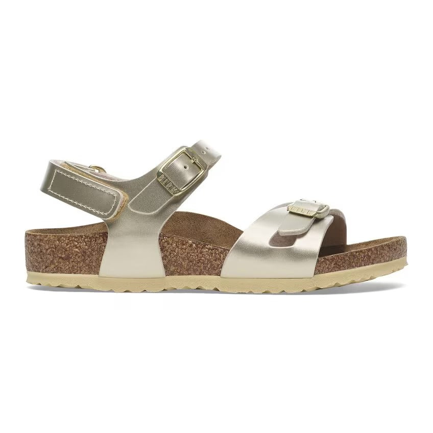 Sandalo Birkenstock Rio HL Kids bambina in Birko-Flor Metallic vista laterale