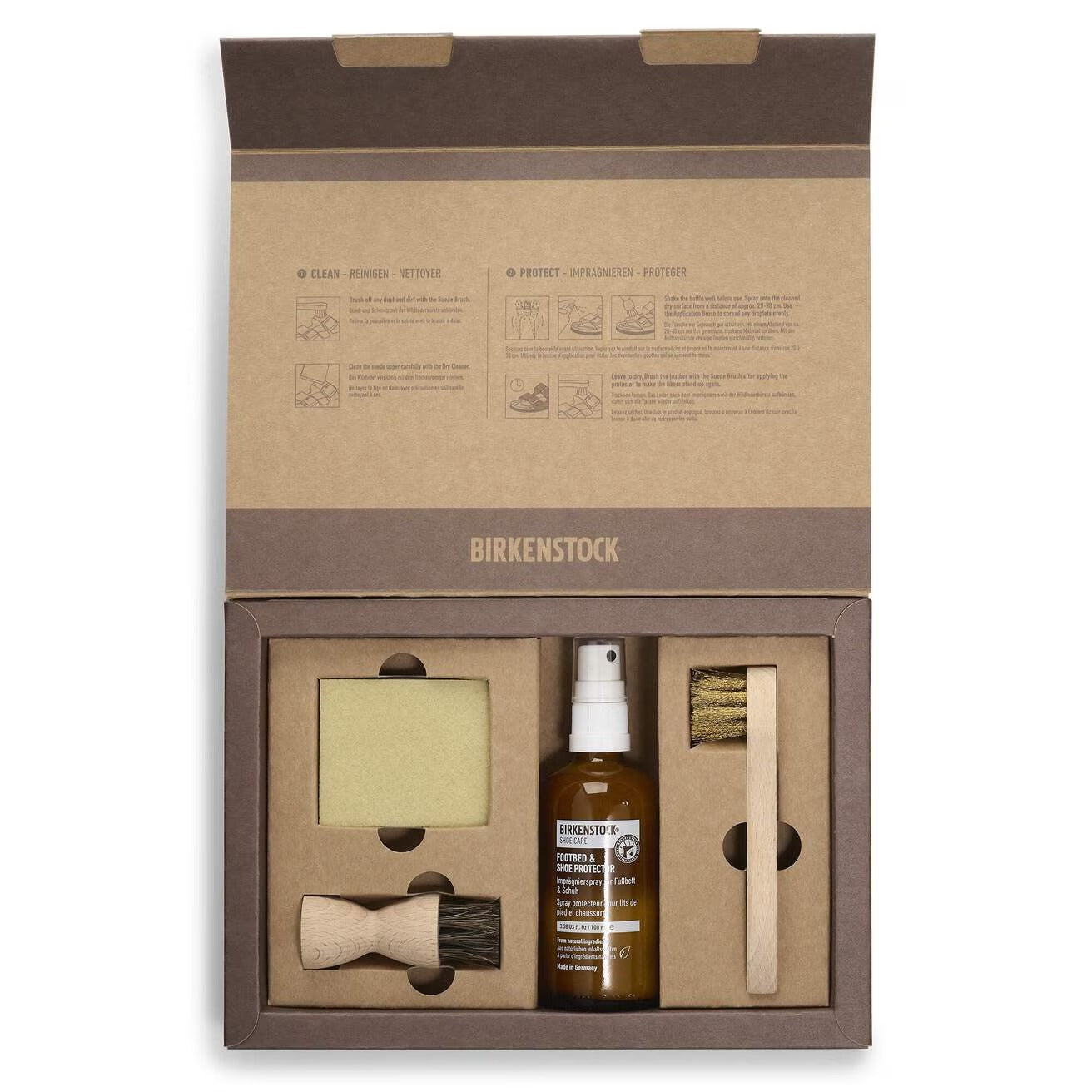 Birkenstock Kit Cura Pelle Scamosciata con Dry Cleaner Suede Brush Protector e Application Brush