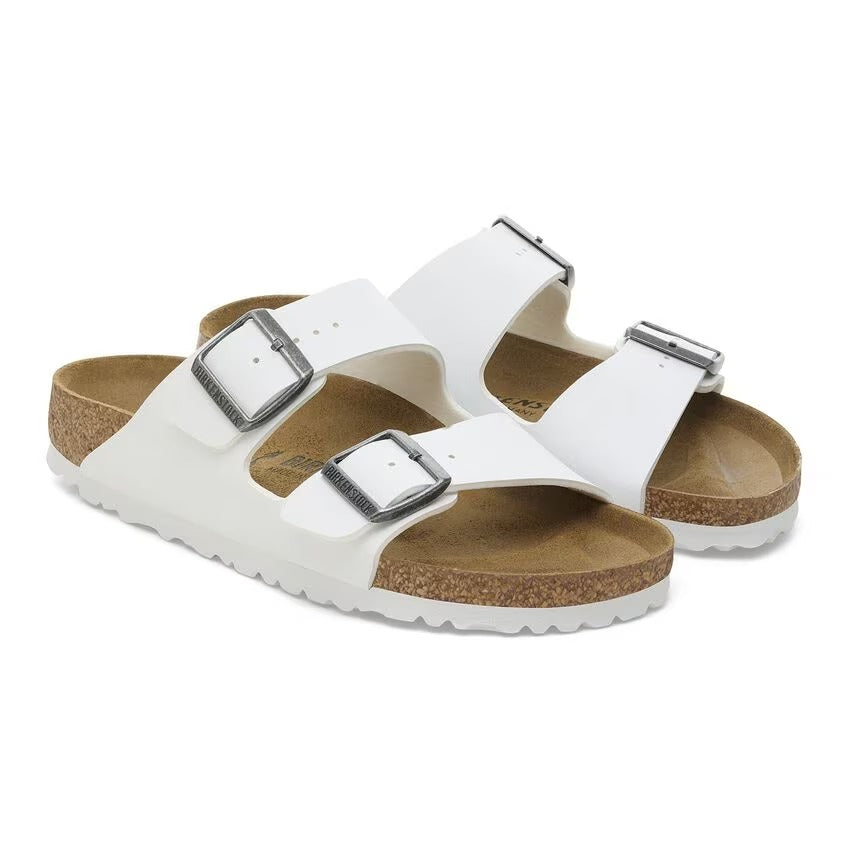 Zoom sul bordo in sughero naturale e lattice dei sandali Birkenstock Arizona Donna con suola in EVA.