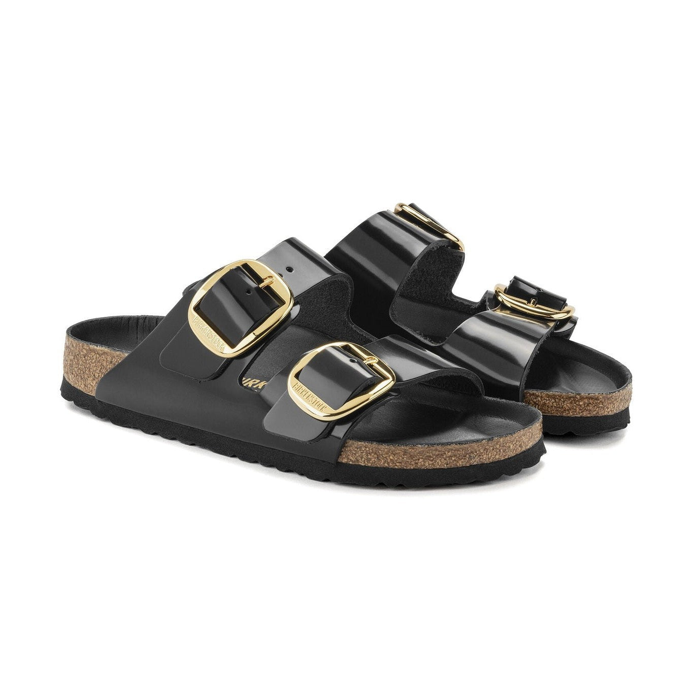 Maxi fibbie ad ardiglione in metallo su tomaia pelle verniciata Birkenstock Arizona Big Buckle
